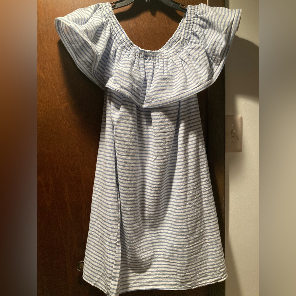 Line & Dot striped Cotton Dress Med NWT